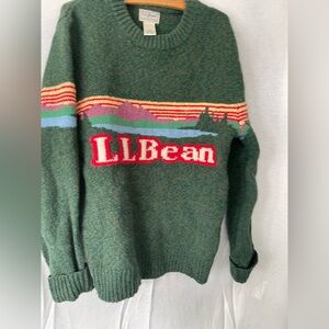 80s 90s LL Bean Landscape Signature Wool Vintage HandKnit Sweater Small